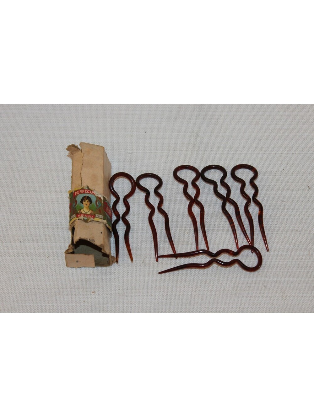 Antique Perfect Brand Shell Hair Pins Tortoise Look 1910s-1920s w/ Package Lot